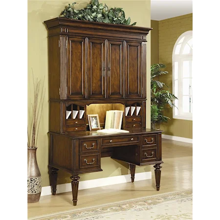 Traditional Style Table Desk and Hutch